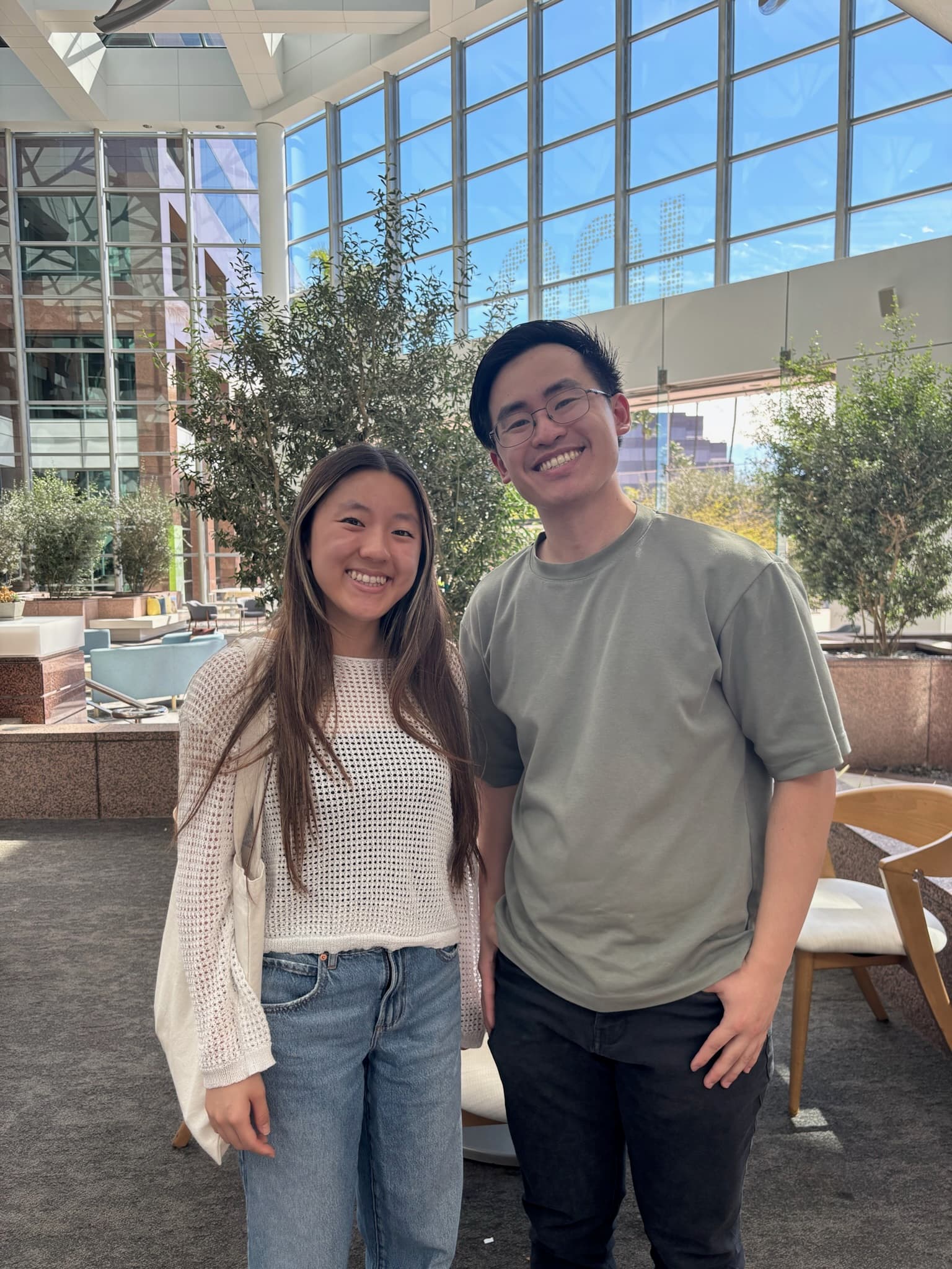 A mentor and mentee outdoors